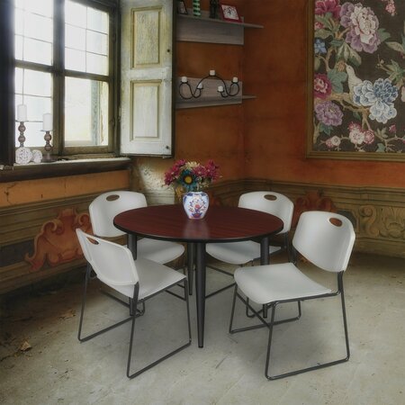 REGENCY Kahlo Round Table & Chair Sets, 48 W, 48 L, 29 H, Wood, Metal, Polypropylene Top, Mahogany TPL48RNDMHBK44GY